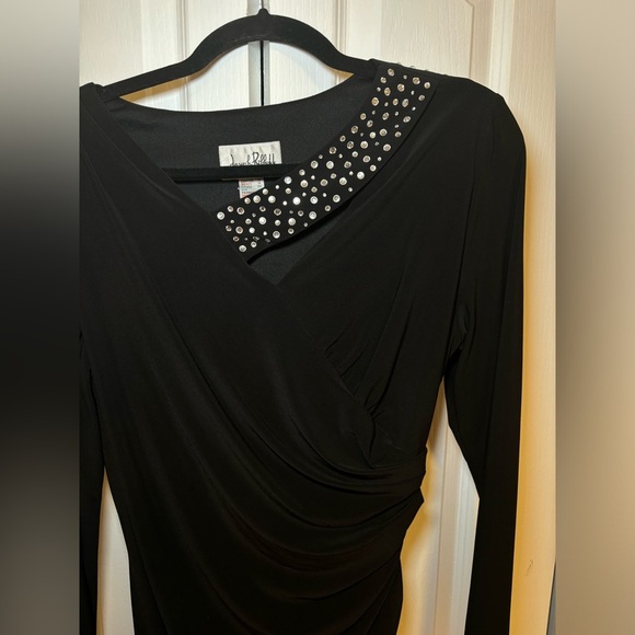 NWT Joseph Ribkoff - Classy Elegant Black Long Dress with Embellished Neckline - Picture 4 of 9